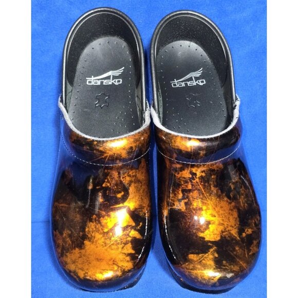 Dansko Shoes - Dansko Clog Copper Abstract Leaf Patent Leather Pro Clog Nursing Shoes 37